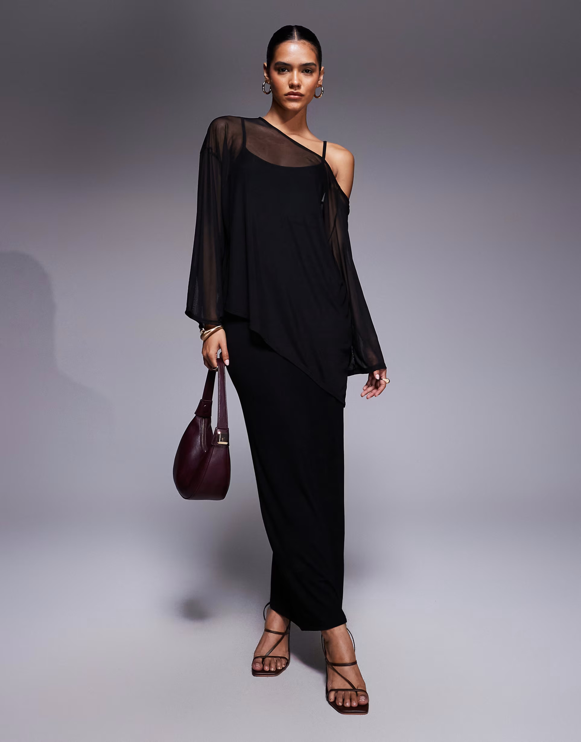 ASOS DESIGN cape overlay midi dress in black | ASOS | ASOS (Global)