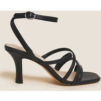 M&S Collection Strappy Open Toe Stiletto Heels - 5.5 - Black, Black | Marks & Spencer IE