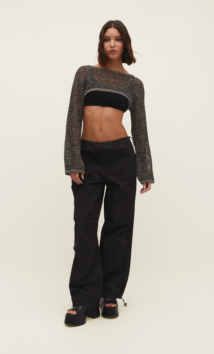 Poplin parachute trousers with stoppers | Stradivarius (UK)