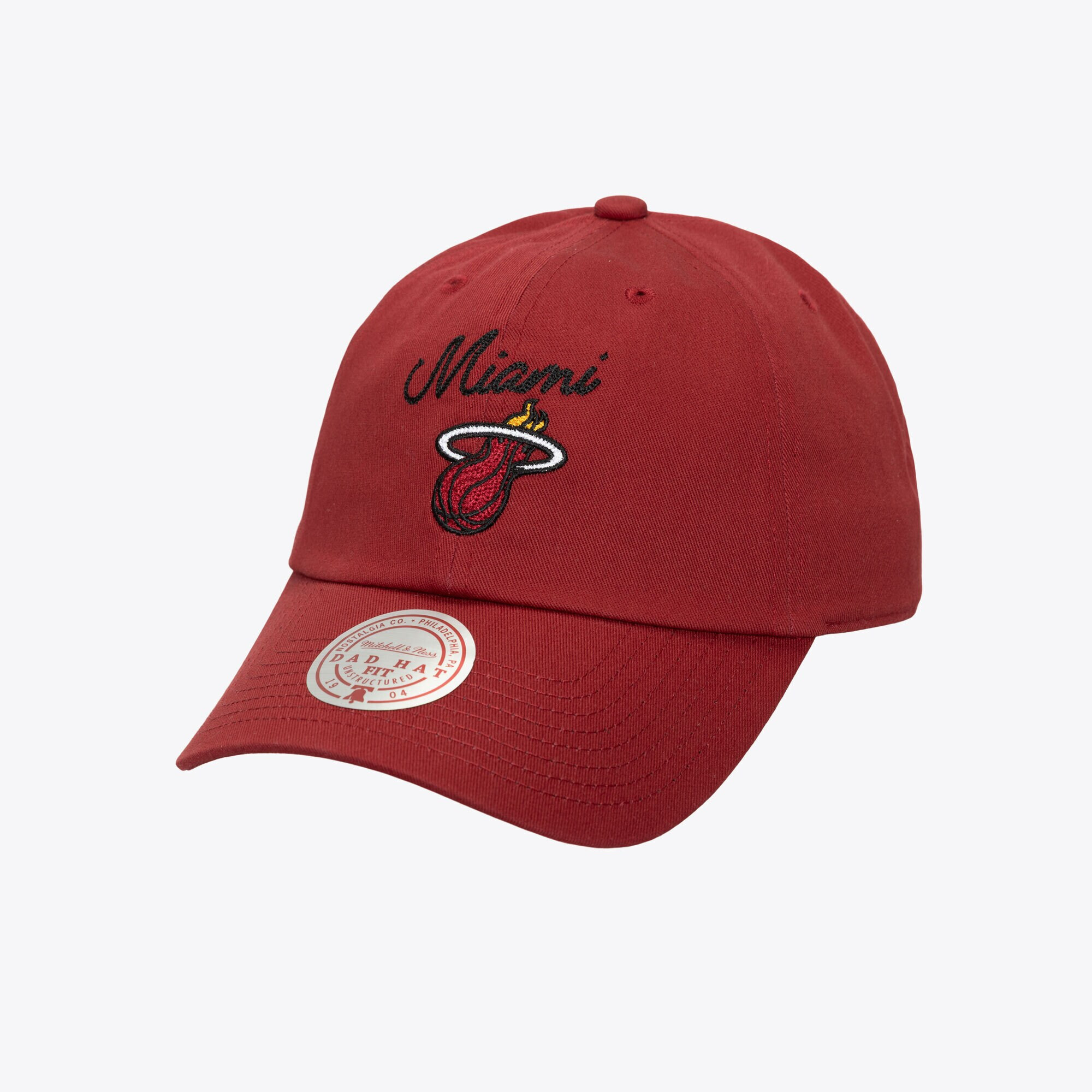 Miami Heat Red Lay Low Strapback Adjustable Hat | Mitchell & Ness