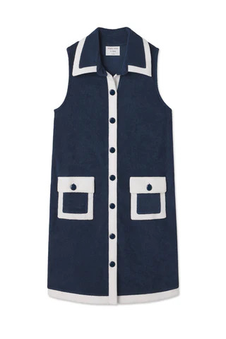 Darcy Terry Dress in Navy | Lake Pajamas