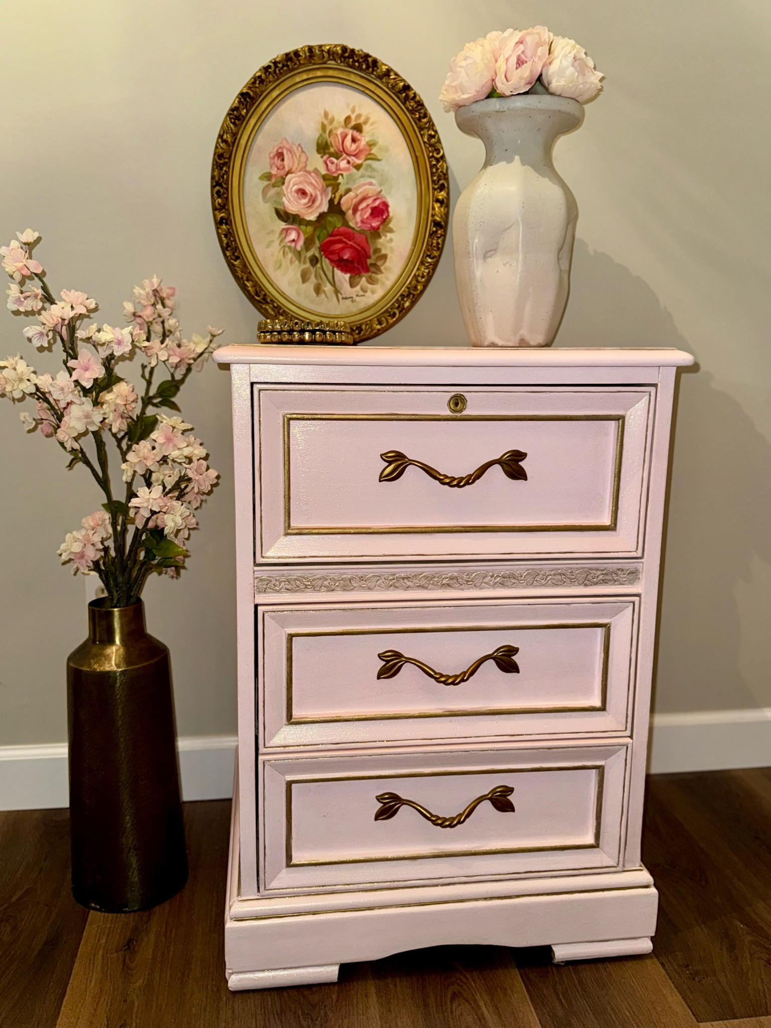 Furniture flip
Pink table 
Baby room side table 
Gold accent furniture 

#LTKHome #LTKMostLoved #LTKBaby