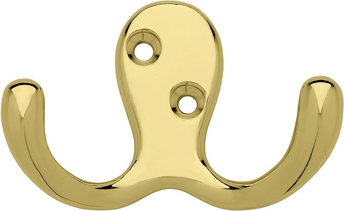 Liberty Hardware B59104Z-PB-C Double Prong Robe Hook, Polished Brass | Amazon (US)