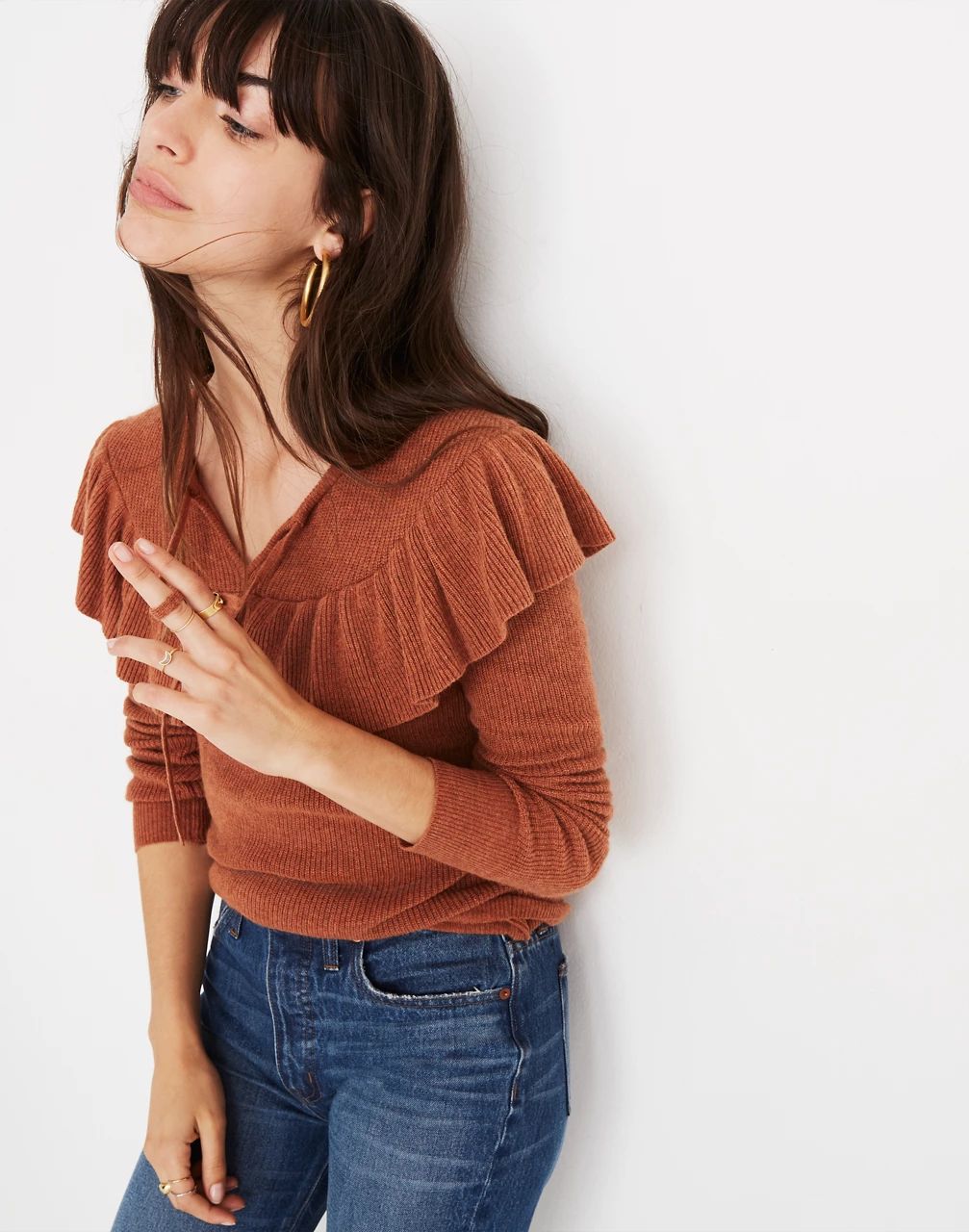 Ruffled Tie-Front Pullover Sweater | Madewell