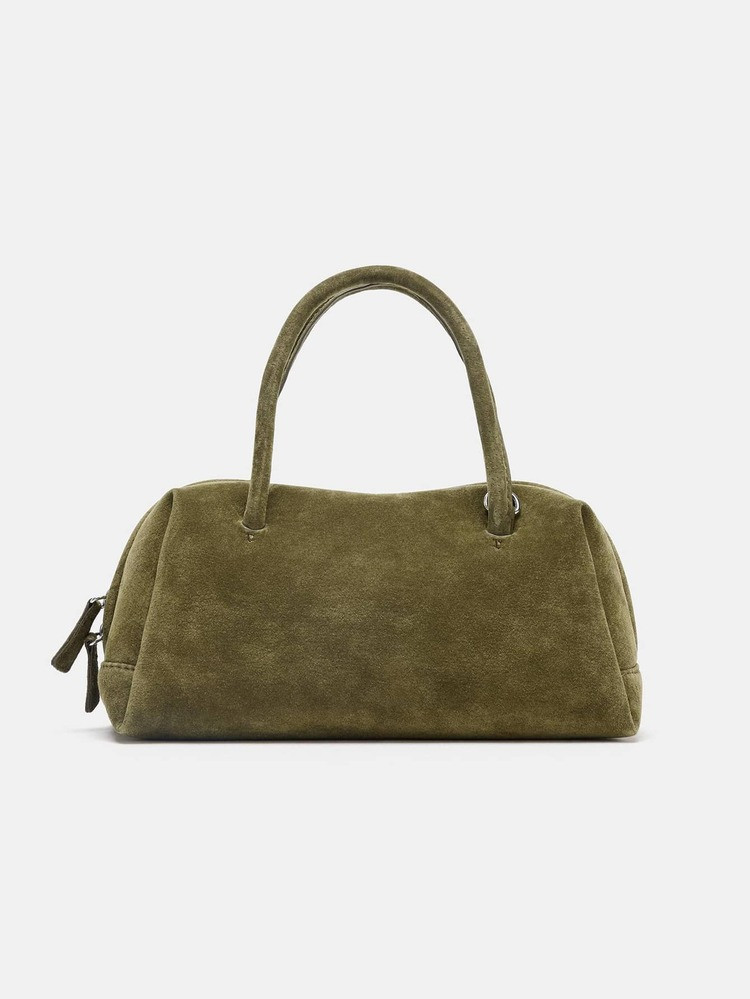 Women's Suede Shoulder Bag, Handbag & Crossbody Bag With Zipper, Bowling Bag Style, Boston Bag, Korean Fashion | SHEIN