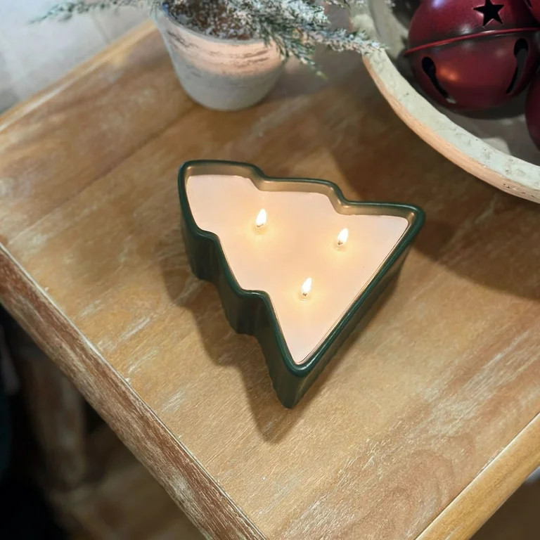 Better Homes & Gardens Noble Fir and Pine Scented 3 Wick Ceramic Tree Dish Candle 10oz | Walmart (US)