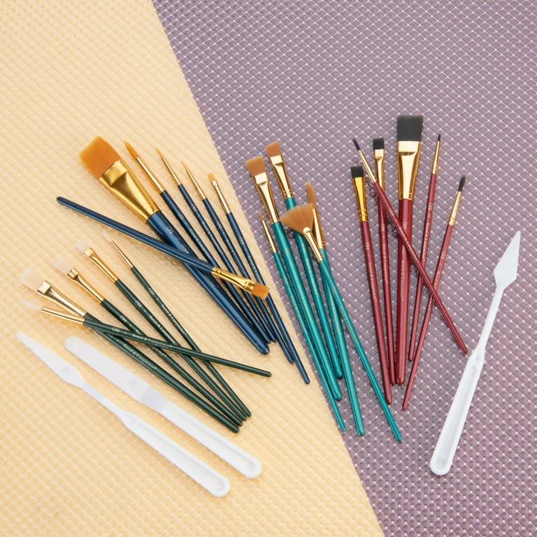 Royal & Langnickel - All Media Variety Taklon Wood Handle Paint Brush Value Pack, 25pc | Walmart (US)