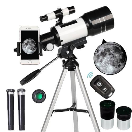 Telescope for Adults & Kids, 70mm Aperture Refractor (15X-150X) Portable Travel Telescope with Phone Adapter & Wireless Remote, Astronomy Beginners Gifts, Black | Amazon (US)