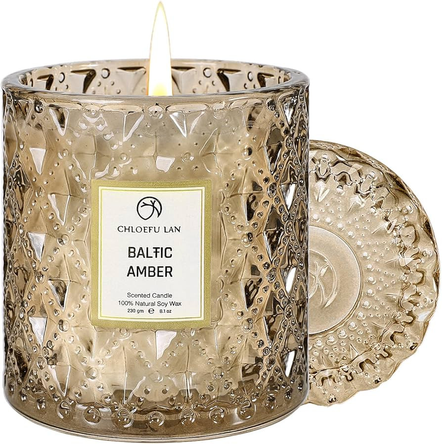 Chloefu LAN Amber Candles, Luxury Candles for Home Scented, Long Burning Time, Holiday Candles, A... | Amazon (US)