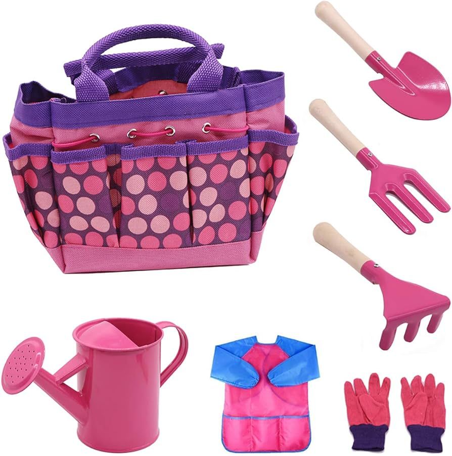 Children Gardening Tools Set, 7 PCS Kids Garden Tool Toys Including Watering Can, Gardening Glove... | Amazon (US)