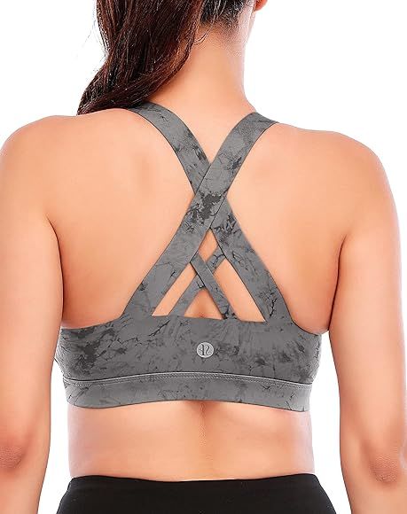 RUNNING GIRL Sports Bra for Women, Criss-Cross Back Padded Strappy Sports Bras Medium Support Yoga B | Amazon (US)