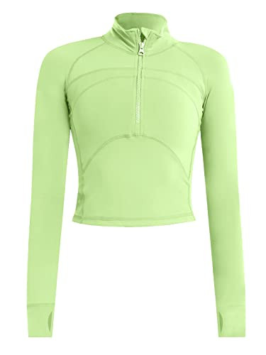 Vsaiddt Women's Athletic Half Quarter Zip Pullover Sweatshirt Quick Dry Workout Jackets Yoga Running Crop Track Jacket (Chartreuse, L) | Amazon (US)