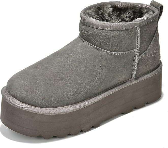 Project Cloud Mini Platform Boots for Women - Ankle Boot Fur Lined Genuine Suede Cozy Platform + ... | Amazon (US)
