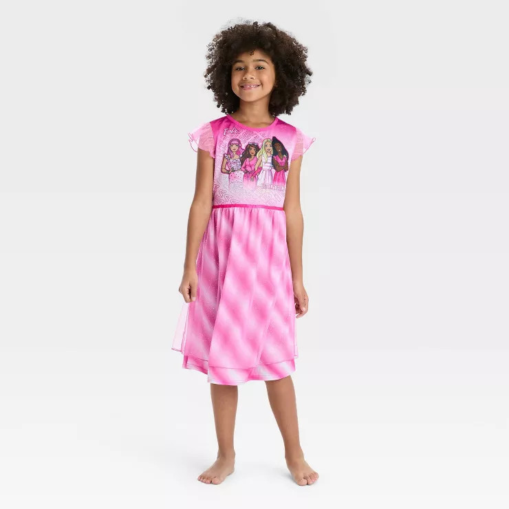 Girls' Barbie Fantasy NightGown - Pink | Target