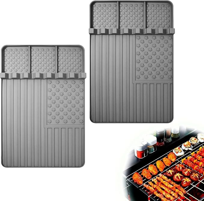 2 PCS Silicone Grill Mat Compatible with Blackstone, BBQ Griddle Tools Mat with Drip Pad, Spatula... | Amazon (US)