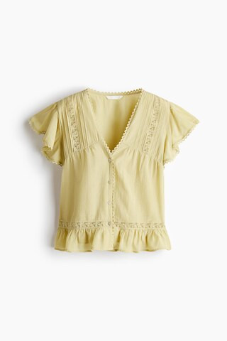 H & M - Lace-Inset Blouse - Yellow | H&M (US + CA)