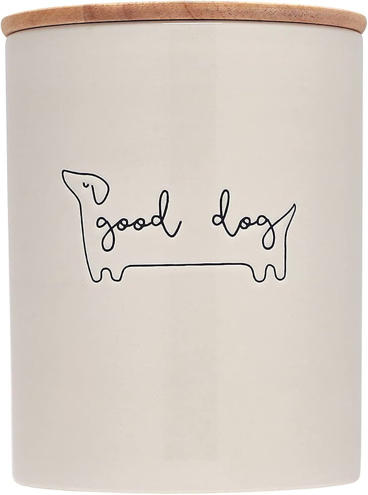 Pearhead Good Dog Treat Jar, Ceramic and Wood Pet Treat Canister, Neutral Modern Kitchen Decor, P... | Amazon (US)
