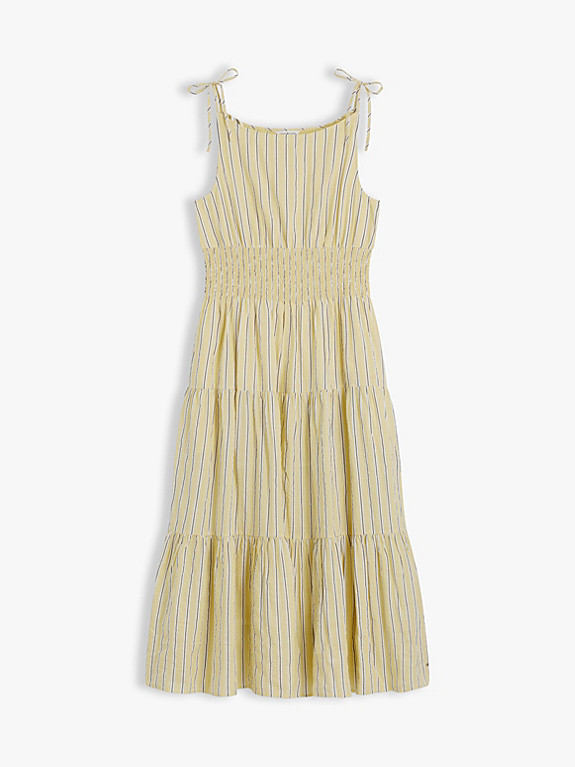 Self-Tie Strap Smock Midi Dress | Yellow | Tommy Hilfiger | Tommy Hilfiger UK