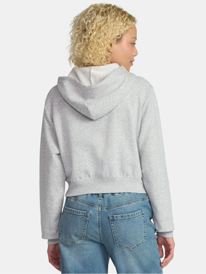 No Boundaries Cropped Fleece Zip Hoodie, Women’s | Walmart (US)
