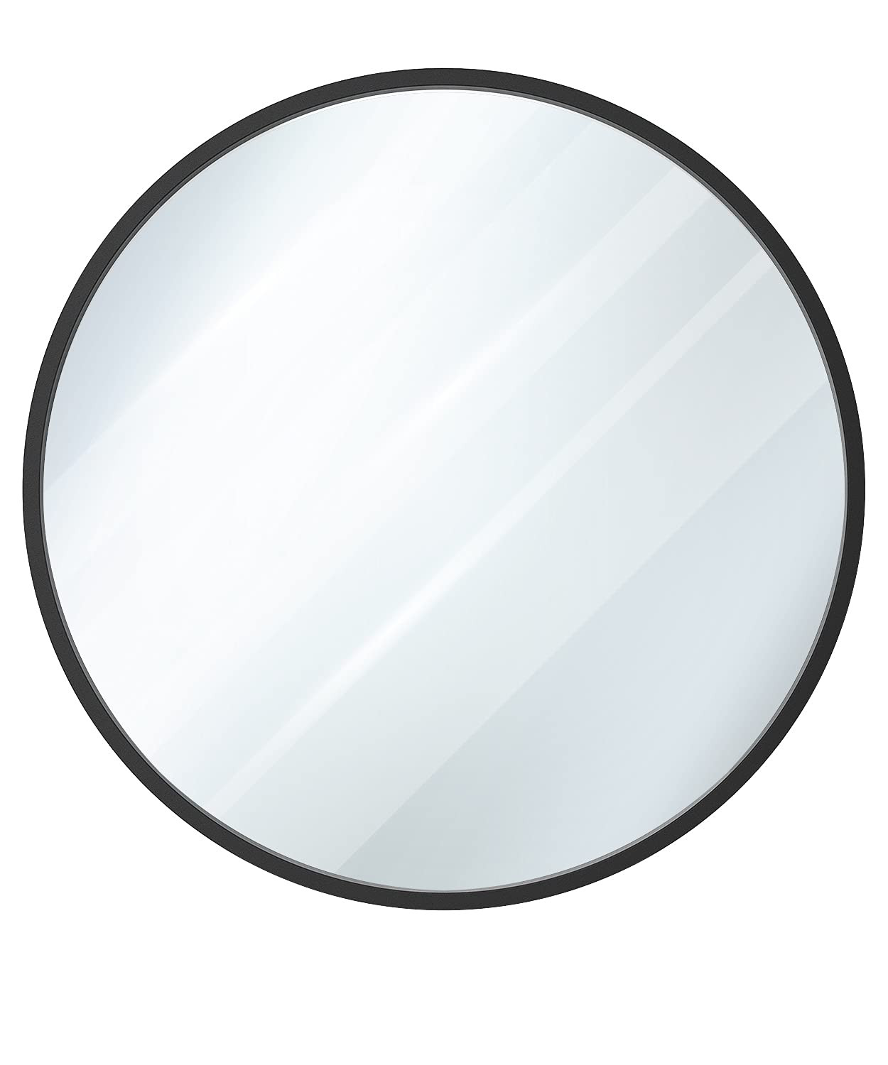 USHOWER 36 Inch Black Round Mirror with Metal Frame, Wall Mounted Bathroom Mirror for Home Decor,... | Amazon (US)