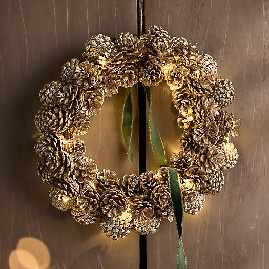 Pre-Lit Pine Cone Wreath | Terrain