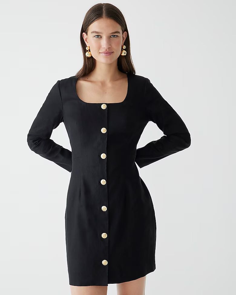 Long-sleeve button-front mini dress | J.Crew US