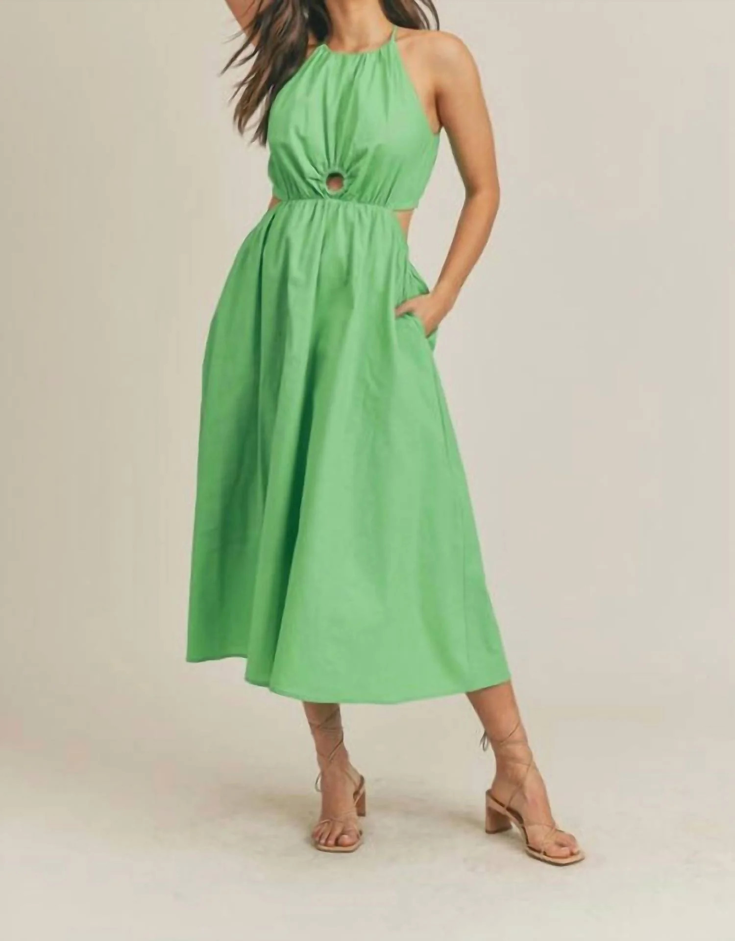 Cut Out Midi Dress In Green | Shop Simon