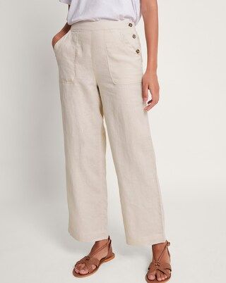 Monsoon Parker Linen Crop Trousers | Simply Be | Simply Be (UK)