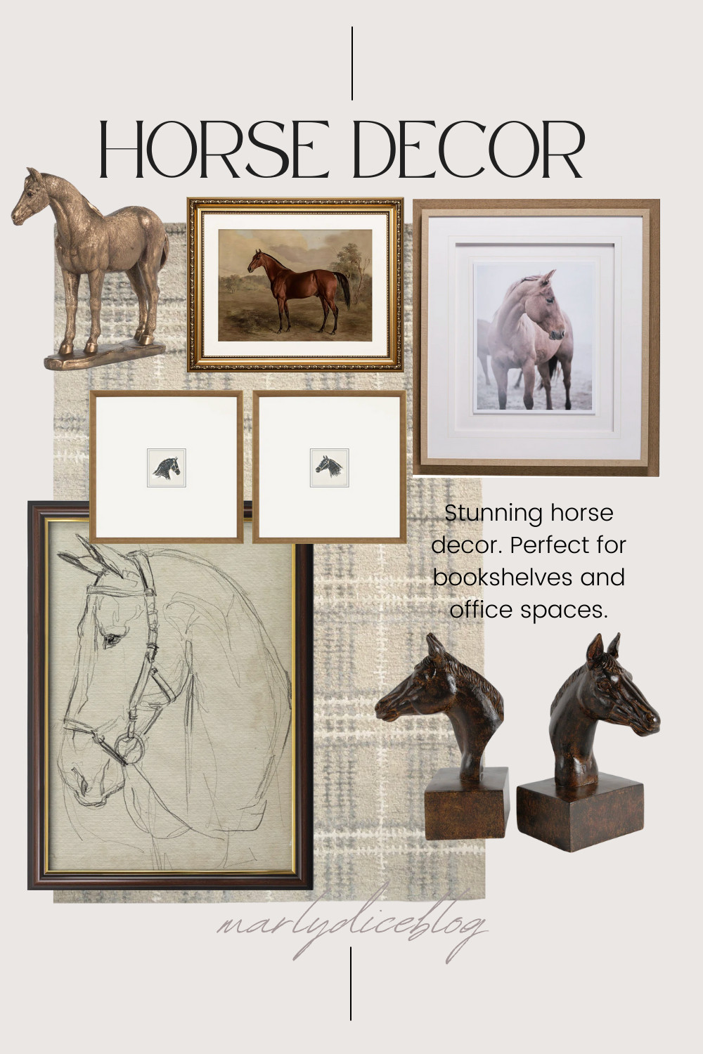 Horse decor including horse wall art, horse bookends and horse sculptures. Plus, amazing plaid rugs for pairing with the horse decor! 

 #LTKHome