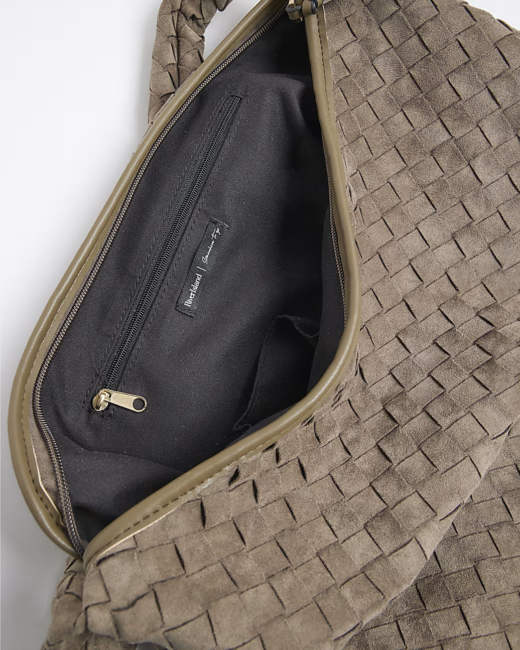 Khaki Knot Handle Woven Slouch Bag | River Island UK & IE