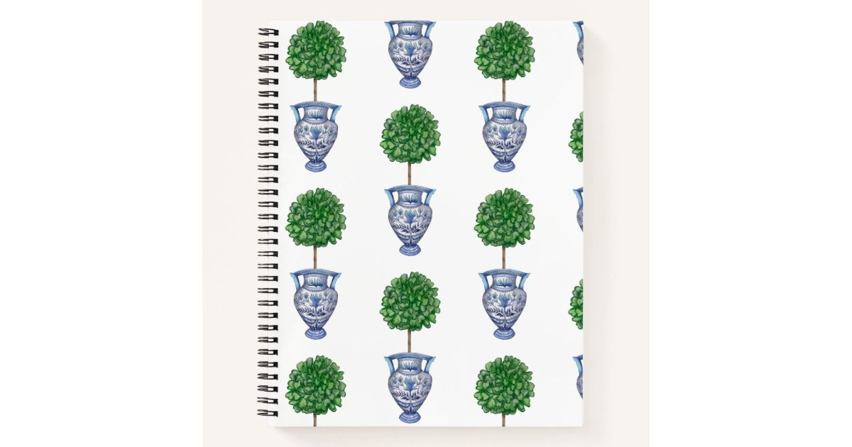 Grandmillenial pattern classic topiary vases notebook | Zazzle | Zazzle