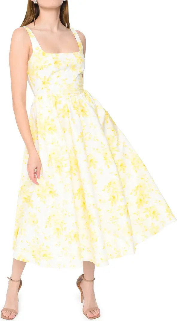 WAYF Desi Floral Print Sleeveless Stretch Cotton Maxi Dress | Yellow Floral Dress White Floral Dress | Nordstrom