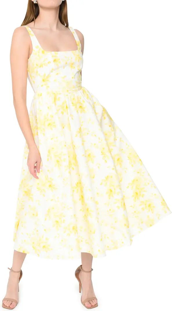WAYF Desi Floral Print Sleeveless Stretch Cotton Maxi Dress | Yellow Floral Dress White Floral Dress | Nordstrom