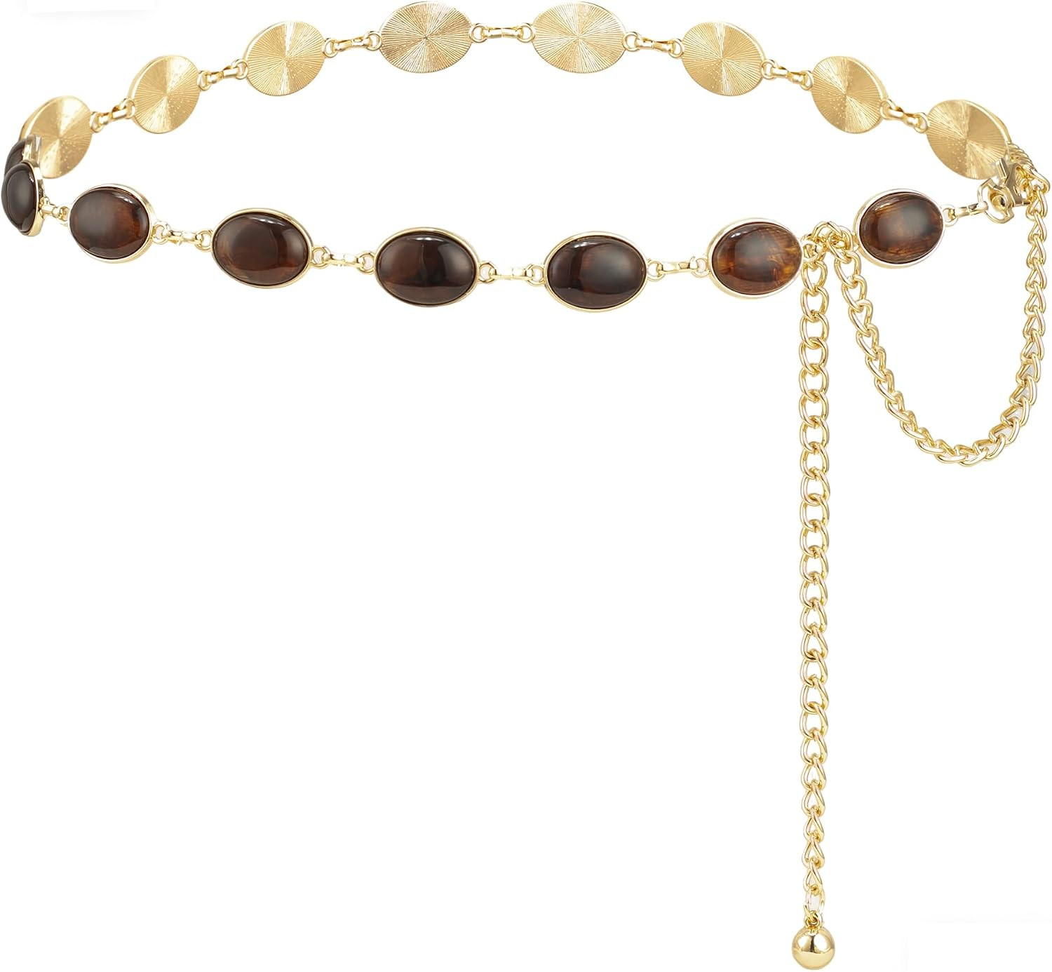 ILuvatar Green Glass Diamond Chain Belt - Metal Women's Western Style Dress Belt | Amazon (US)