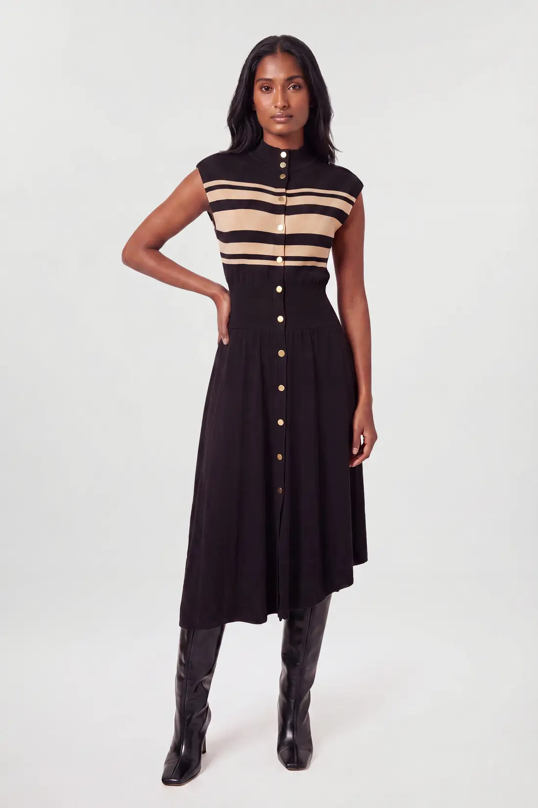 Viscose Blend Knitted Sleeveless Midi Dress | Karen Millen