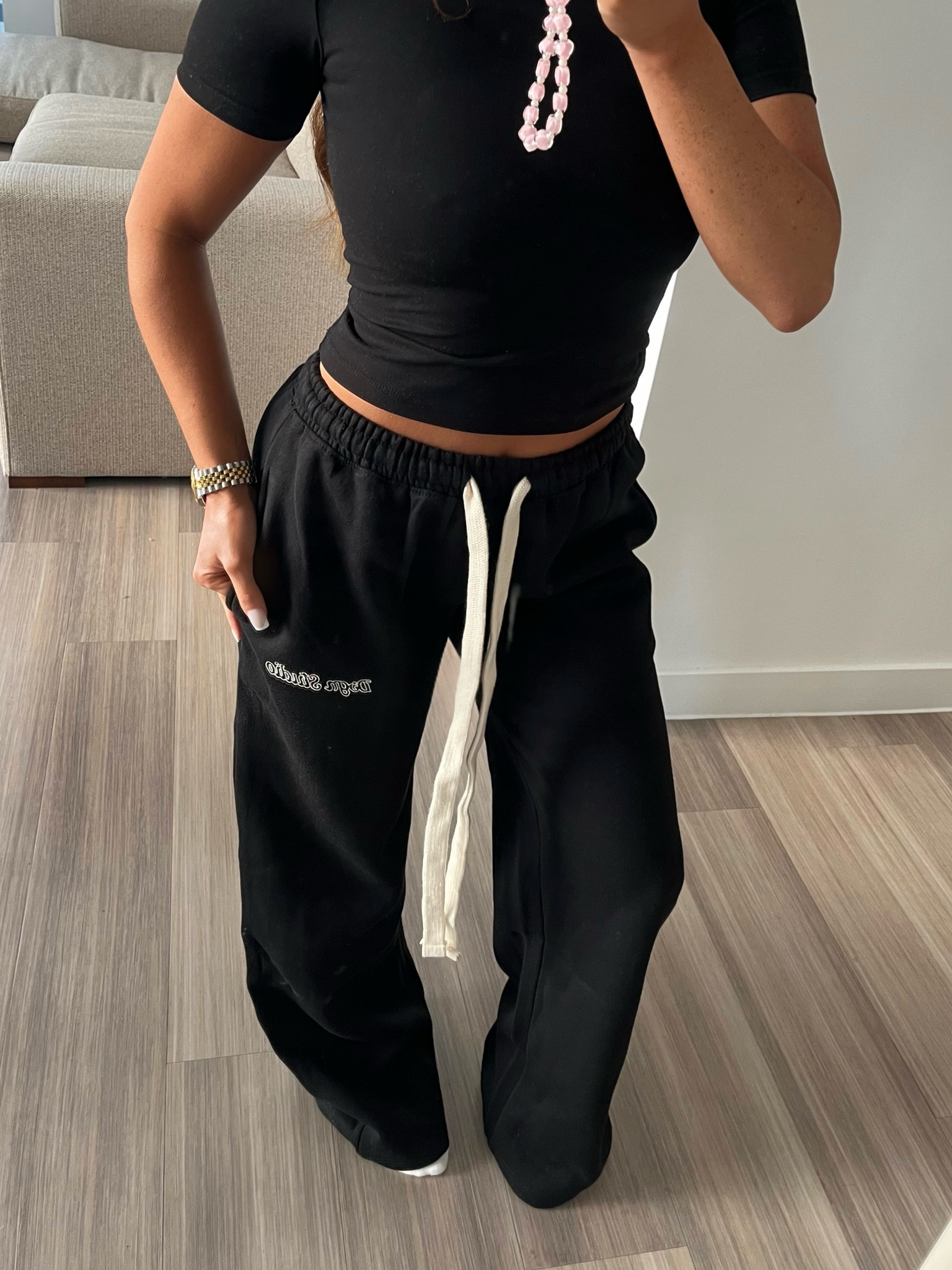 contrast drawstring boohoo joggers 🖤
