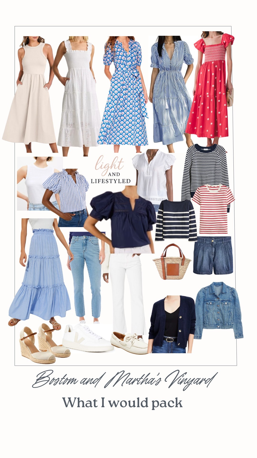 New England charm? Packed.
From crisp white denim to breezy blue stripes and timeless espadrilles—here’s what I’d bring for a picture-perfect trip to the coast. Affordable, classy, and comfy (because cobblestone streets don’t care about your blisters 😉).
Save this for your next summer getaway

Boston travel outfits, Martha’s Vineyard style, summer packing list, what to wear in Boston, New England fashion, affordable coastal chic, travel capsule wardrobe, over 40 style, summer in stripes, nautical inspired fashion


#LTKtravel #LTKsummerstyle #MarthasVineyardStyle #BostonStyle #Over40Style #CoastalGrandmother #TravelOutfits #SummerPackingList #LightandLifestyled #CoastalChic #LTKover40 #PreppyStyle #ClassicStyle #NeutralStyle #LTKfinds #AmazonFashion #TargetStyle #WalmartFashion #VacationStyle #MomStyle #AffordableFashion


#LTKOver40 #LTKSeasonal #LTKSummerEdit