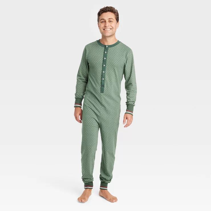 Men's Allover Fleck Long Sleeve Union Suit - Hearth & Hand™ with Magnolia Green | Target