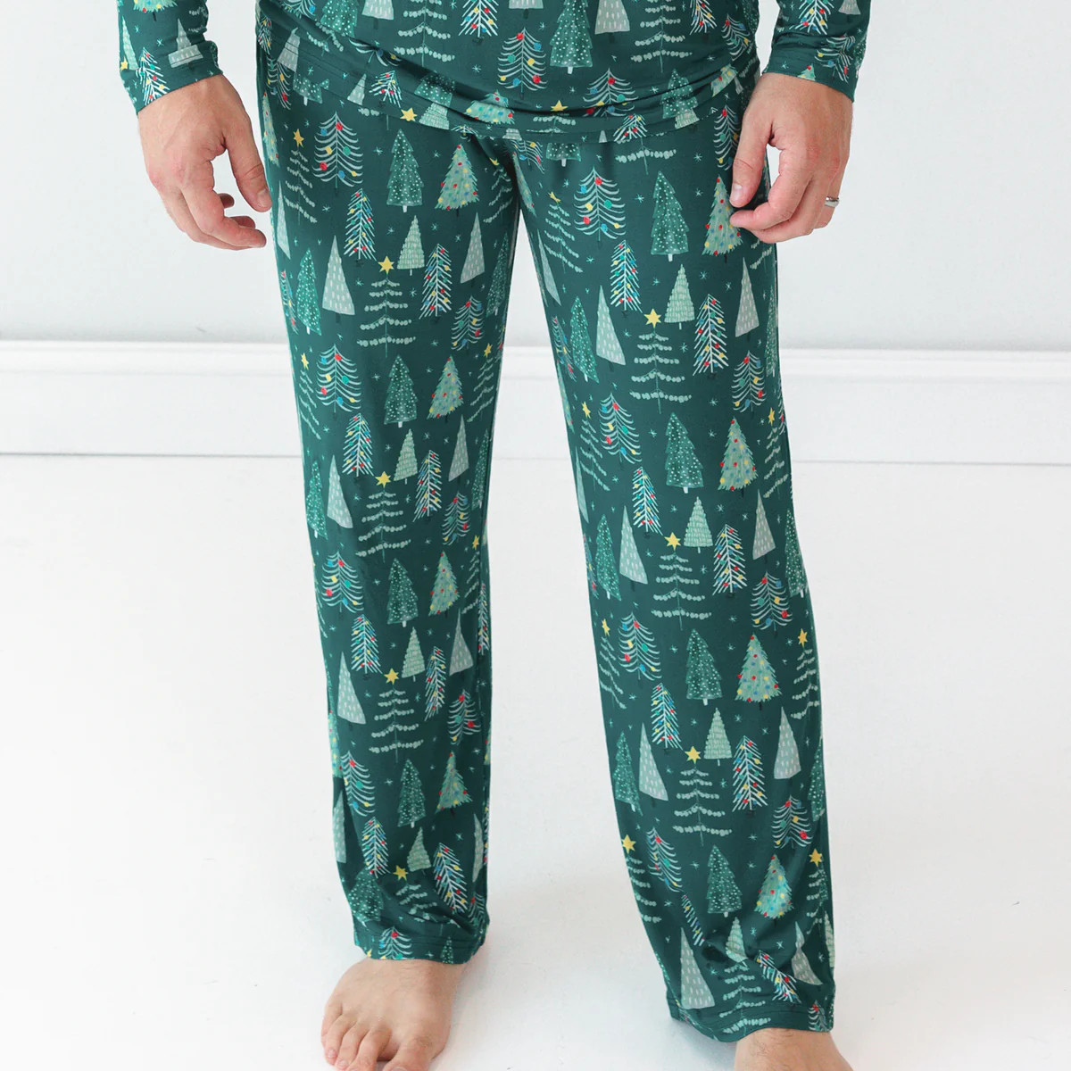 Green Twinkling Trees Men's Pajama Pants | Little Sleepies