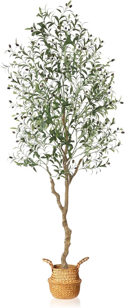 MOSADE Artificial Olive Tree 7 Feet Fake Olive Silk Plant and Handmade Seagrass Basket, Perfect T... | Amazon (US)