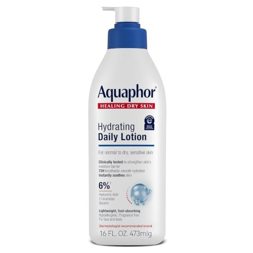 Aquaphor Daily Hydrating Face and Body Lotion, 72 Hour Face and Body Moisturizer for Normal to Dry, Sensitive Skin, 16 FL OZ Pump Bottle | Amazon (US)