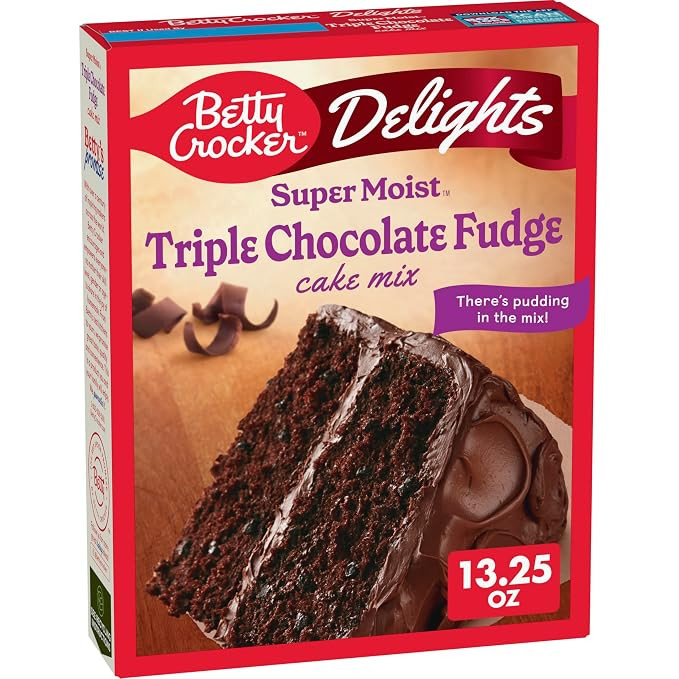 Betty Crocker Delights Triple Chocolate Fudge Cake Mix, 13.25 oz | Pudding In The Mix For Moist T... | Amazon (US)