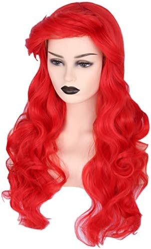Topcosplay Ariel Wig Adult Women Halloween Costume Wigs Red Long Curly Cosplay Wig | Amazon (US)