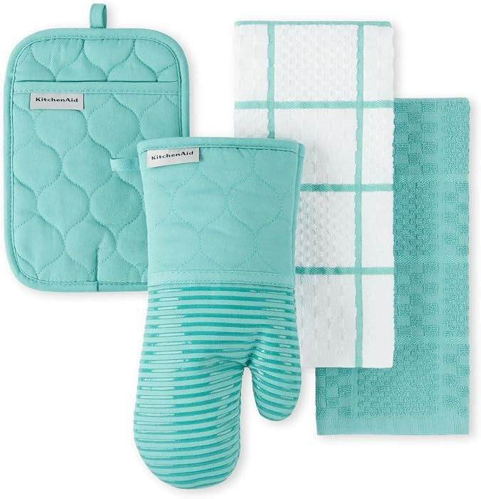 KITCHENAID Quilted Cotton Terry Cloth Oven Mitt, Pot Holder, Kitchen Towel 4-Pack Set, Heat Resis... | Amazon (US)