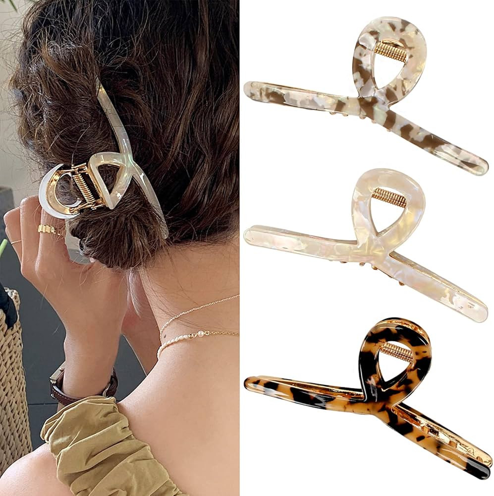 Big Hair Claw Clips Butterfly Hair Clips for Women 4.5" Acetate Claw Clips Large Metal Hair Clip ... | Amazon (US)