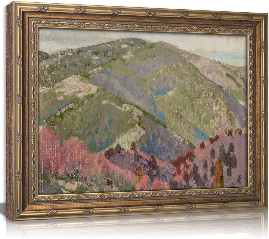 Vintage Gold Framed Canvas Wall Art Abstract Mountain Landscape Painting Picture Wall Decor Retro... | Amazon (US)