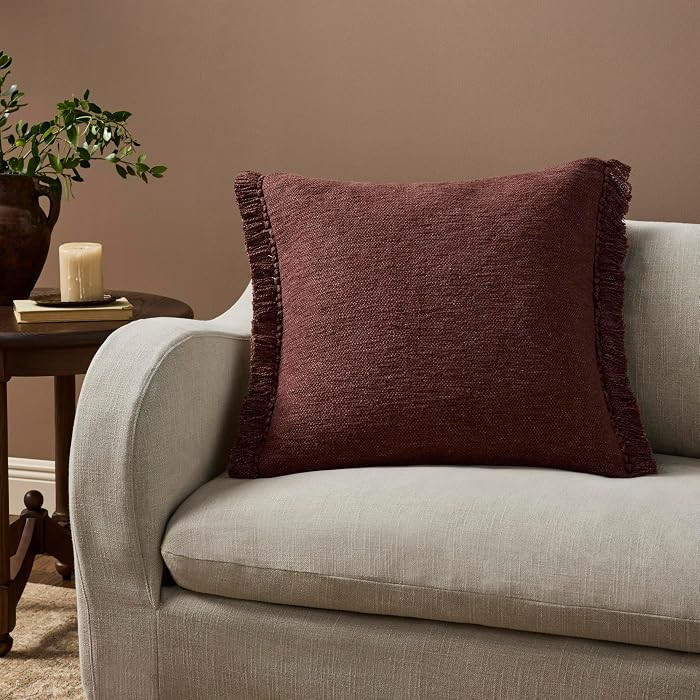 Loloi Magnolia Home Jett Maroon Cover w/Poly Pillow | Amazon (US)