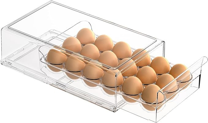 Egg Container for Refrigerator BPA Free Refrigerator Organizer Bins,Stackable Egg Holder for Refr... | Amazon (US)