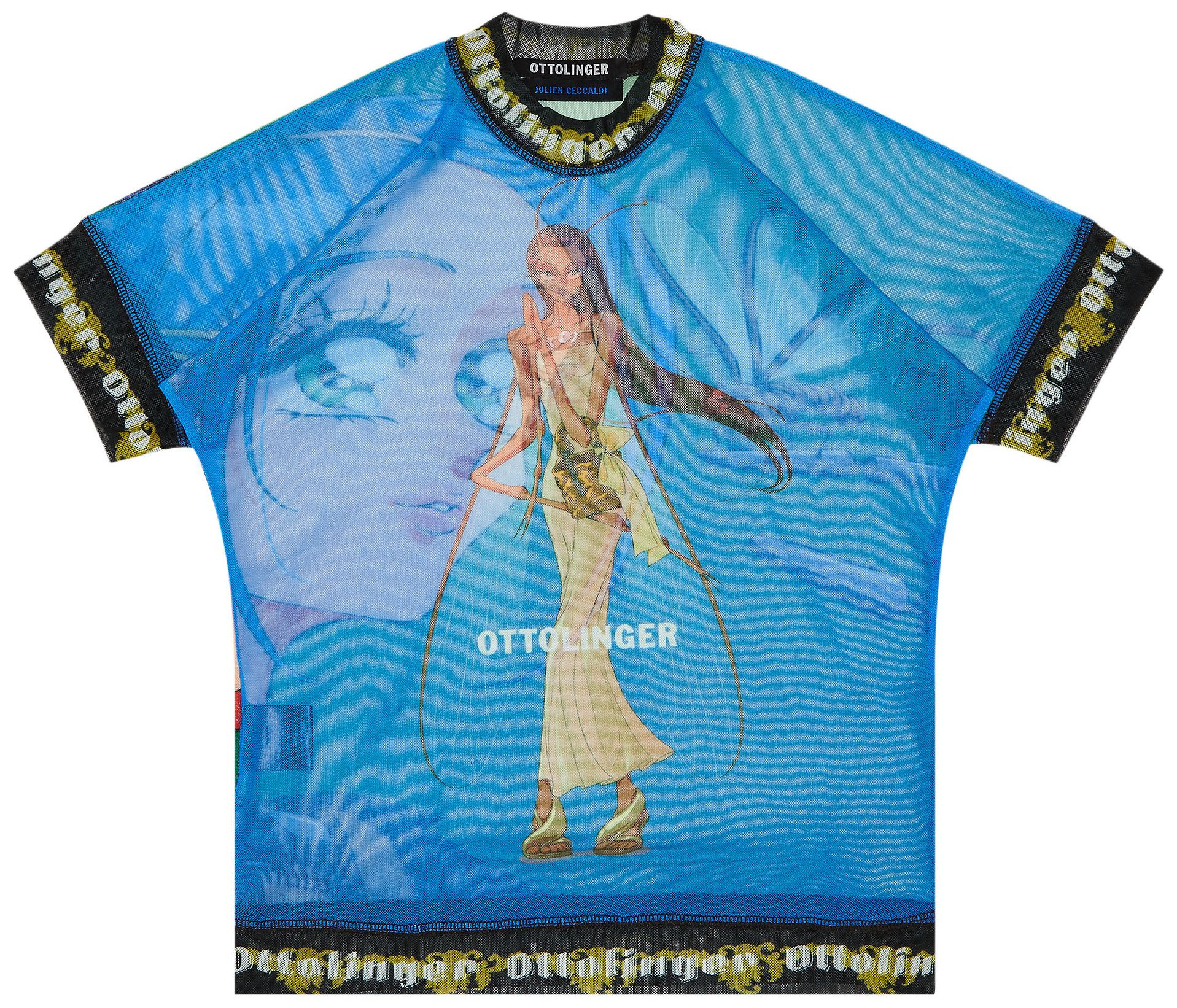 Buy Ottolinger Oversized Mesh T-Shirt 'Julien Ceccaldi Print' - 10110050102 JULIEN CECCALDI PRINT... | GOAT