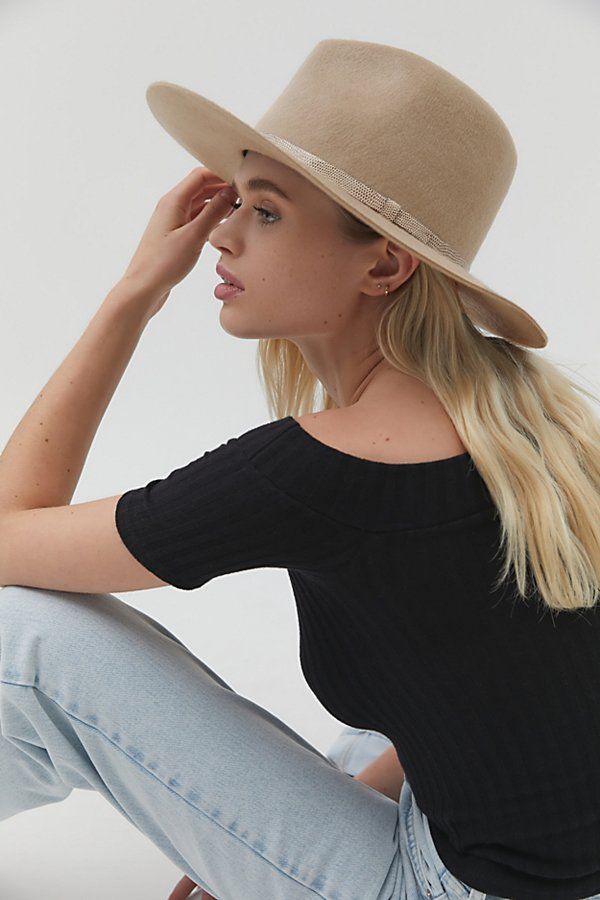 Tall Flat Brim Felt Panama Hat - Beige at Urban Outfitters | Urban Outfitters (US and RoW)